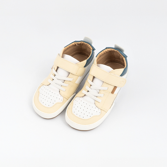 Zapatilla barefoot infantil Los Angeles azul y verde, vista lateral